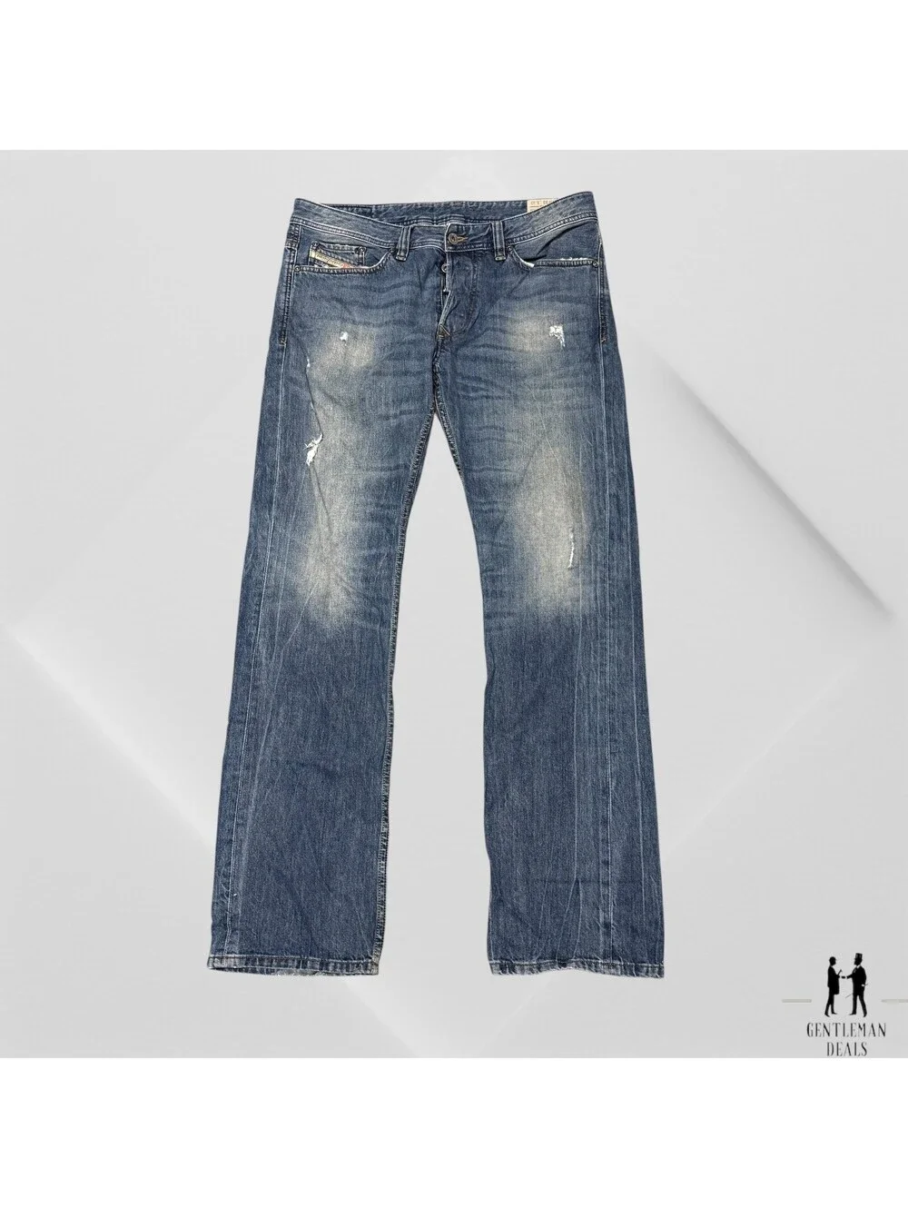 Diesel Jeans Mens 33x33 Blue Viker Washed Out Faded Denim Pants 0806L Altered